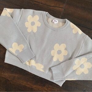Lane 201 Baby Blue Floral Cropped Sweater